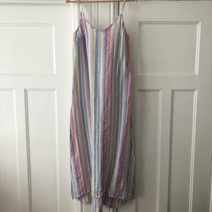 Linen Striped Maxi Dress